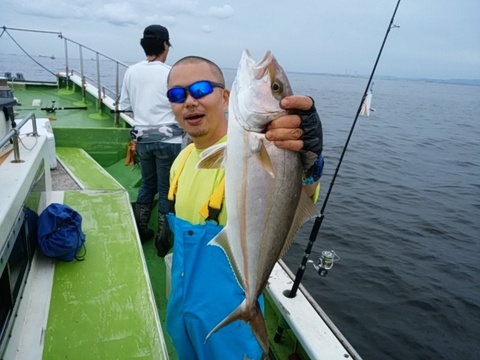 カンパチ47cm 10匹 の釣果 17年10月2日 鴨下丸 八幡橋 神奈川 堀割川 八幡橋 釣り船予約 釣割