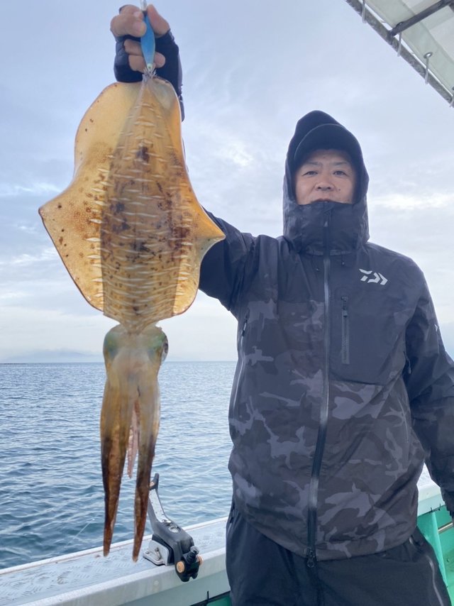 アオリイカ2 00kg 2匹 の釣果 22年4月24日 一志丸 福岡 神湊港 船釣り予約 キャスティング船釣り予約